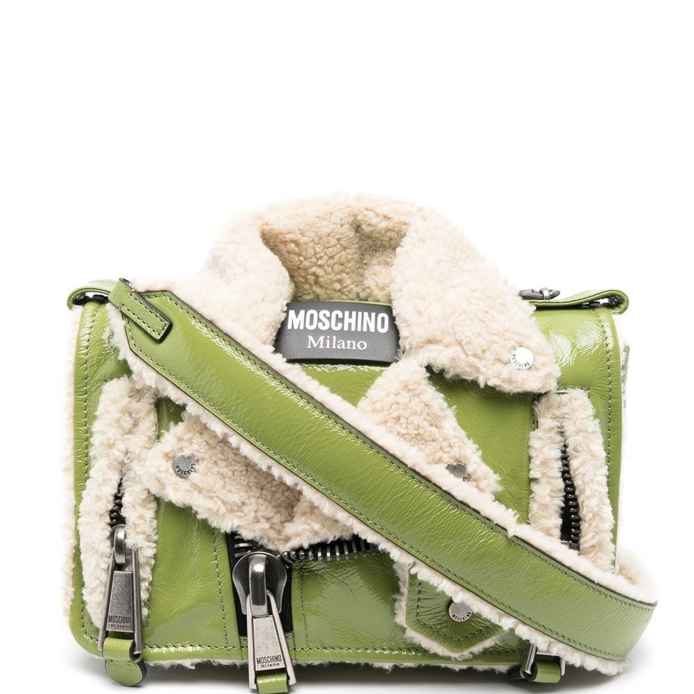 RARE Moschino Biker Bag Faux Fur Shearling Unisex